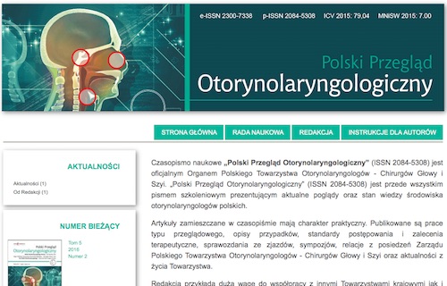 www Polski Przegląd Otorynolaryngologiczny - Index Copernicus